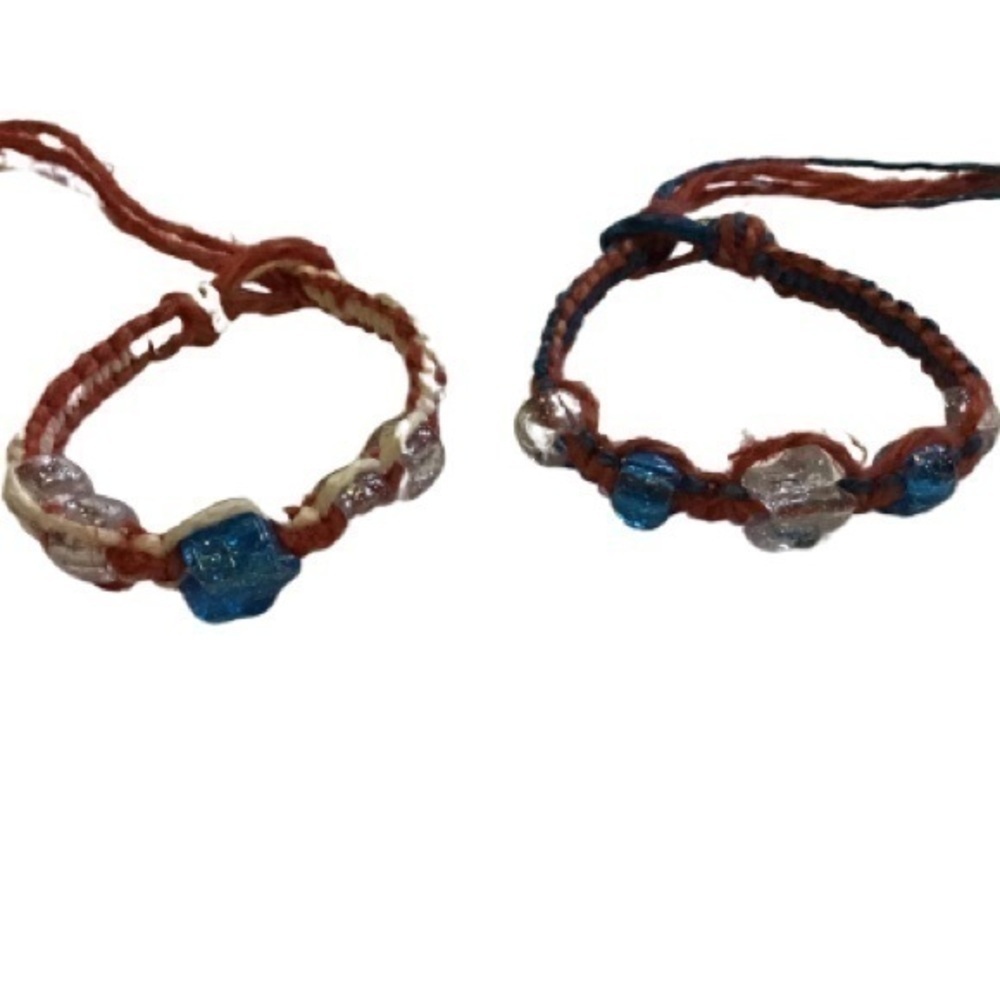 Glittery hemp hippie chic  set of 2 bracelets